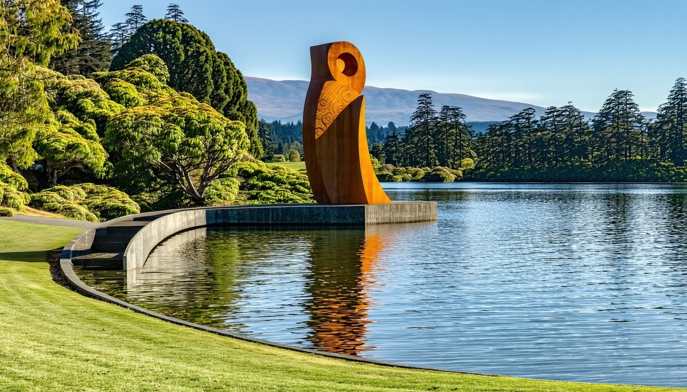 A scenic view of Taupō Sculpture Trails featuring