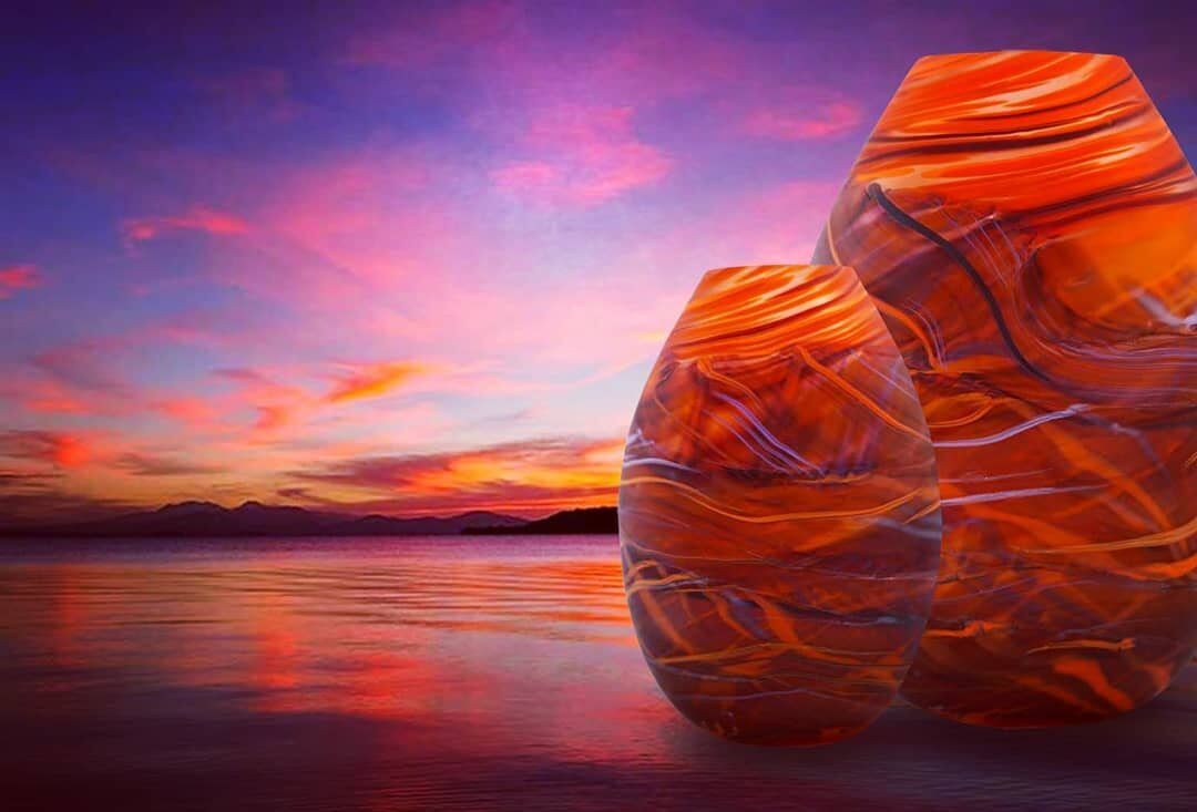 Photo by user lavaglassnz, caption reads Taupo Sunset Teardrops. Inspired by the spectacular sunsets over Lake Taupo when the whole world becomes an orange glow.
.
.
.
Buy original artworks by award-winning glass artist Lynden Over online on www.lavaglass.nz. We offer secure packaging and insured worldwide shipping at no additional cost for all online orders.
.
.
.
.
.
#art #glass #artglass #glassart #lovenzart #handblownglass #glassblowing #glassartforsale #glassofig #artstudio #artistoninstagram #glassartist #instaart #instagood #nzart #nzmade #newzealand #nz #lovetaupo lovetauponz #glassartsociety #glassartnz #lyndenover #collectable #artcollection #interiordesign #artforsale #lavaglassnz
